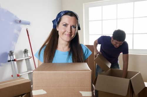 Packed boxes and household items ready for transport in Petts Wood